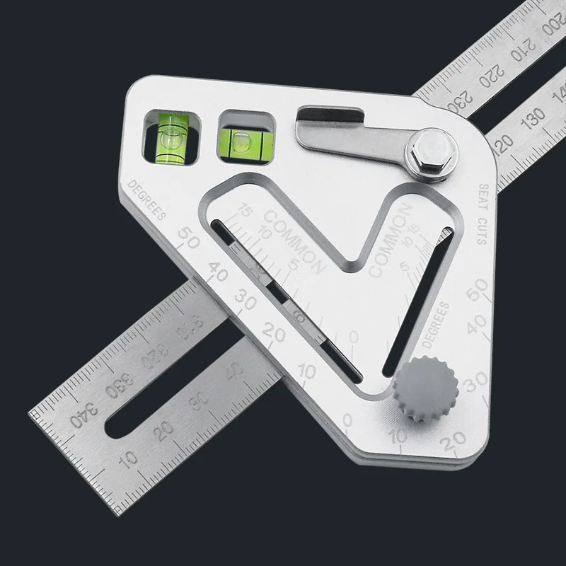 Multifunctional Woodworking Level Triangle Angle Measurment Ruler Stainless Steel Protractor Carpenter Tools Level Protractor