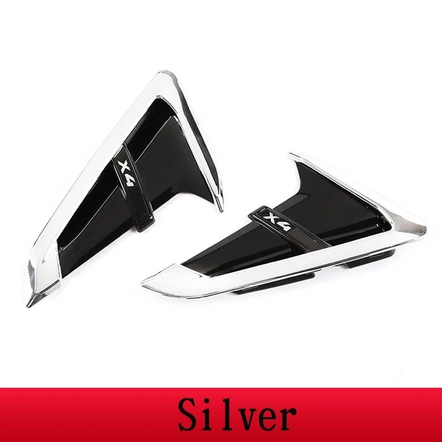 Car Front Fender,Thunder Edition Side Air Vent Cover Sticker,ABS,For BMW X3 G01 X4 G02 2018-2021,With M logo,Replacement Parts For X4 Silver