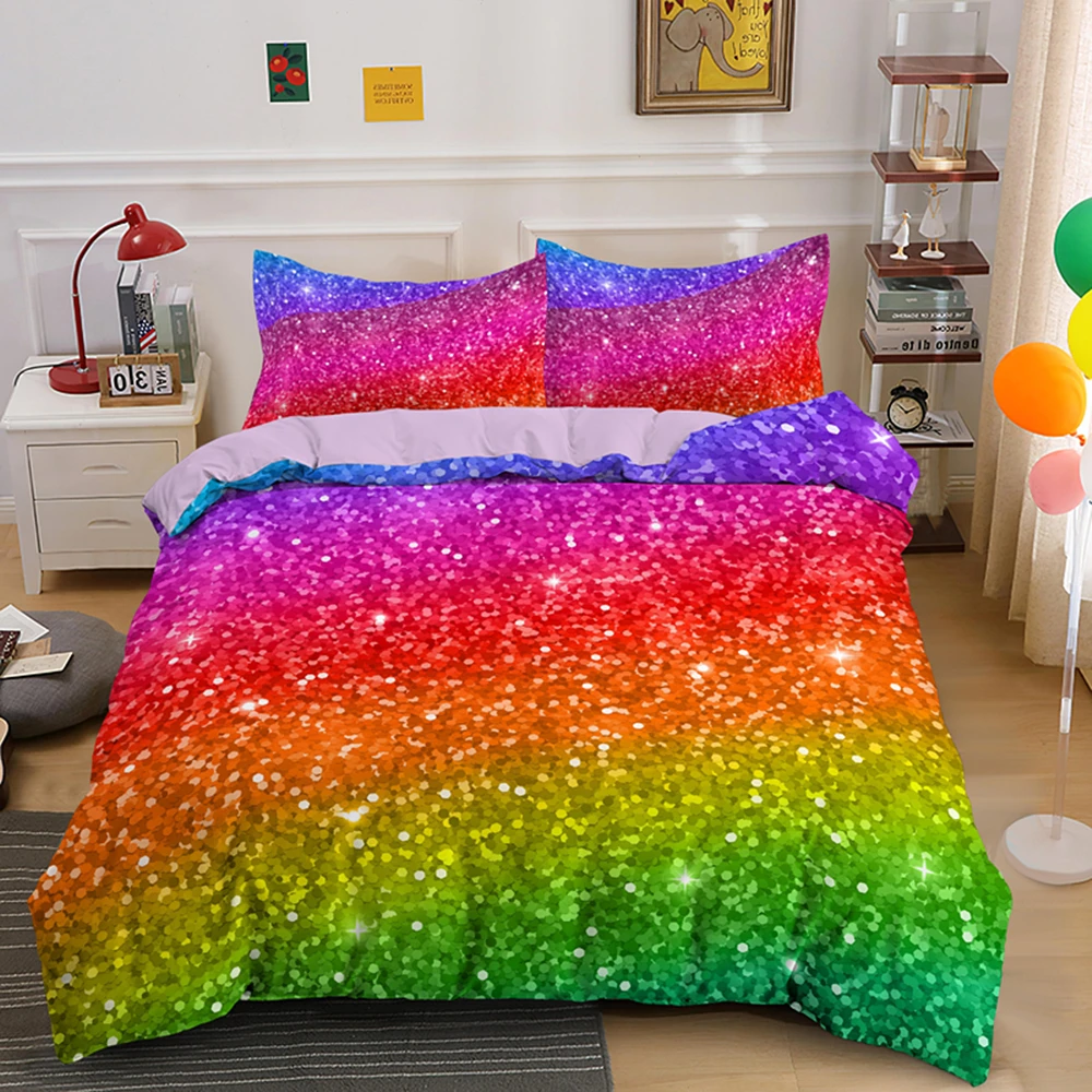 Colorful Rainbow Abstract Bedding Set Queen Duvet Cover For Children Adult Dream Comforter Covers Sets With Pillowcase