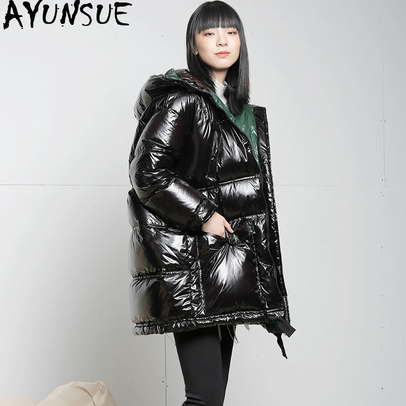 

AYUNSUE Women's Down Jacket Hooded Winter Coat Women Long Puffer Jacket Thick Warm Duck Down Jackets Coats 2020 Y184Y01 KJ3281