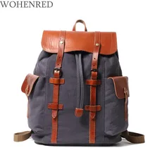 Мужские рюкзаки, повседневная парусиновая кожаная сумка для книг, 15,6 дюймов, рюкзак для ноутбука, школьная сумка для мужчин, большая Вместительная дорожная сумка, рюкзак