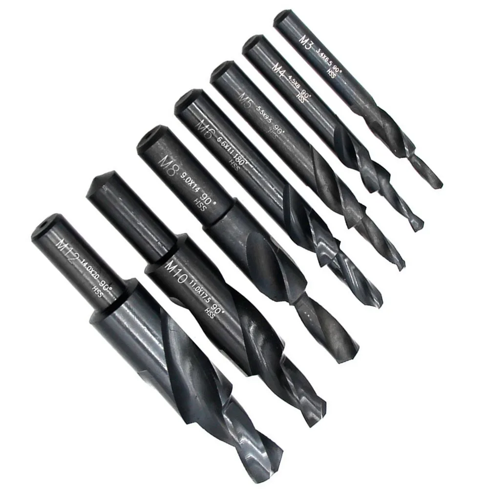 1PC M4--M12 90/180 Degree HSS Counterbore Spiral Step Drill Bit  Suitable For Metal/non-metal Drilling Chamfering