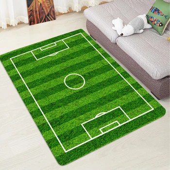 

Multisize Kids Play Printing Floor Bedroom Living Room Football Field Anti Slip Flannel Rectangle Soft Carpet Bathroom Mat Rug
