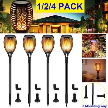 

4Pcs Solar Flame Lamp Flickering Waterproof LED Garden Decoration Landscape Light Lawn Lamp Path Lighting Light Spotlight D30
