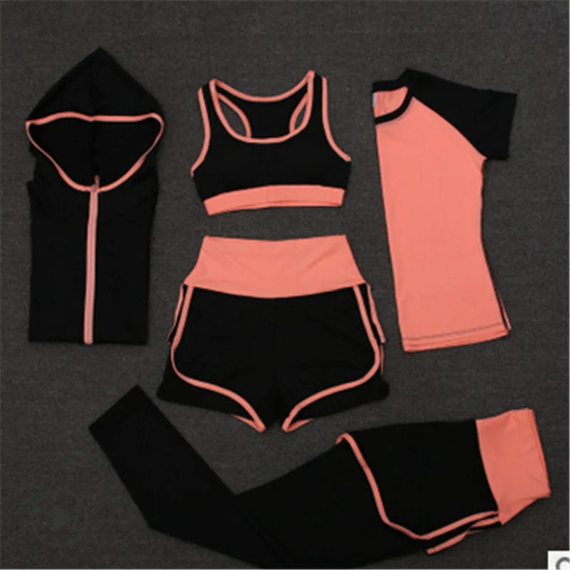 Sportswear Set Women High Waist Pants Shorts Bra T-shirt Coats Outdoor Running Yoga Fitness Gym