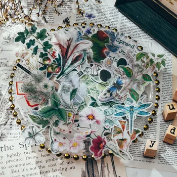 

50pcs Vintage Stickers Insect Animals Plant Flower Stickers For Scrapbooking Bullet Journal Decoration Stationery Gift For Kids