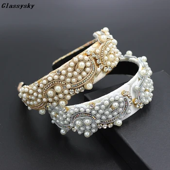 

2020 fashion beaded headband pearl headband accessories wedding headpiece Luxury Crystal And Beads Hairband Rhinestone 856