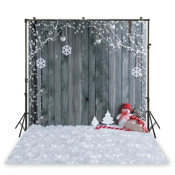 

HuaYi wonderful snowflakes snowman decoration vintage wooden wall background photography children birthday photography XT-7307
