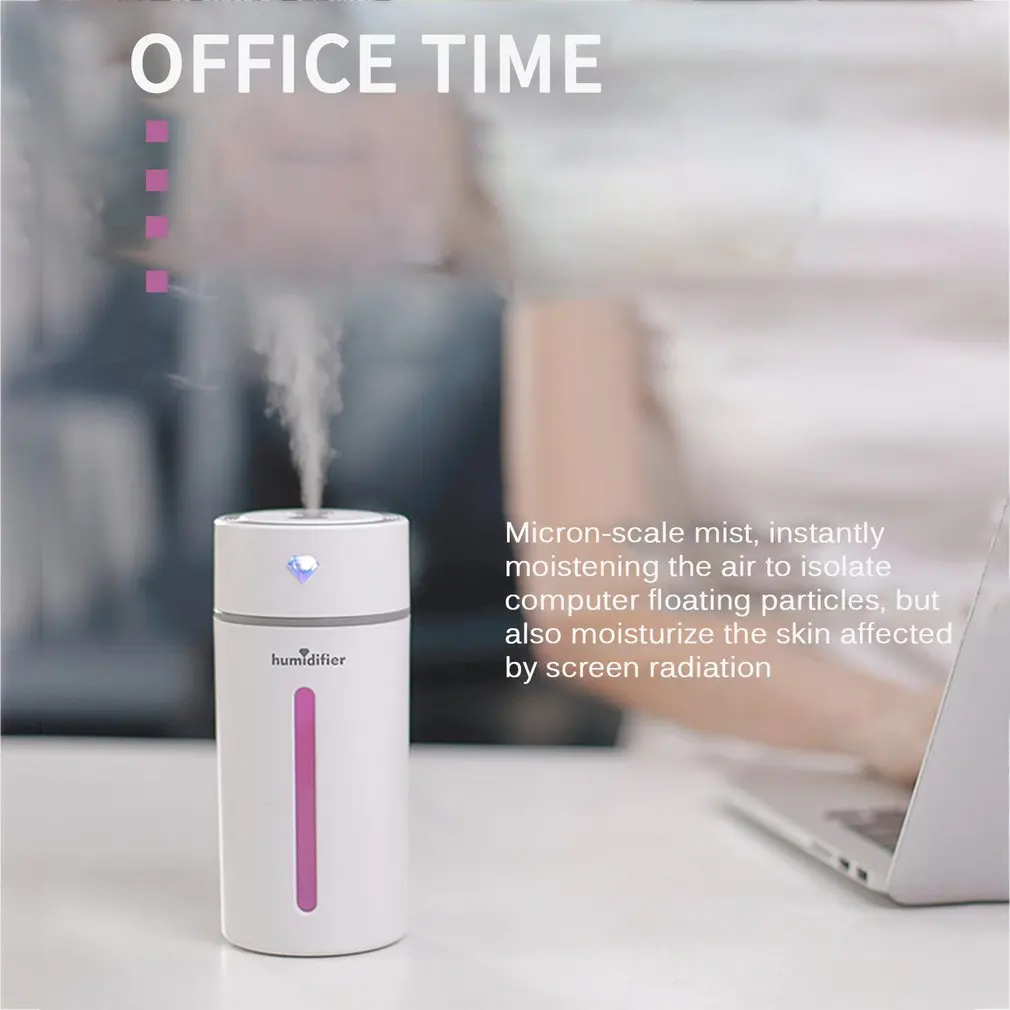 Ultrasonic Air Humidifier Cup Aroma Diffuser Air Purifier Mist Maker USB With LED Lights For Home Car Office