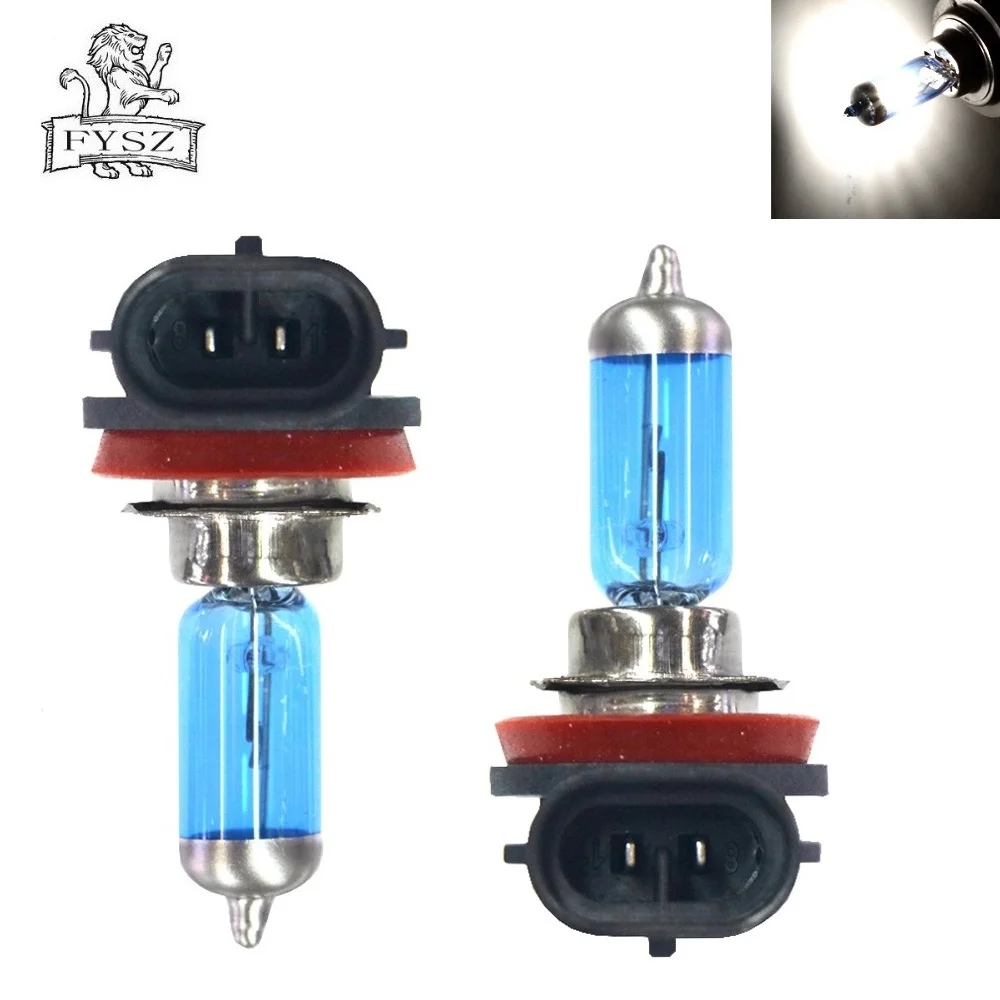

2Pcs H8 Car Auto Halogen Bulb 12V 55W 6000K Super White Fog Lights High Power Car Headlights Lamp Car Light Source parking White