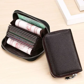 

Multi-Function Card Slots Anti-theft Leather Fabric Wallet Male Creative Korean Version Of The Zipper Lether Card Wallet