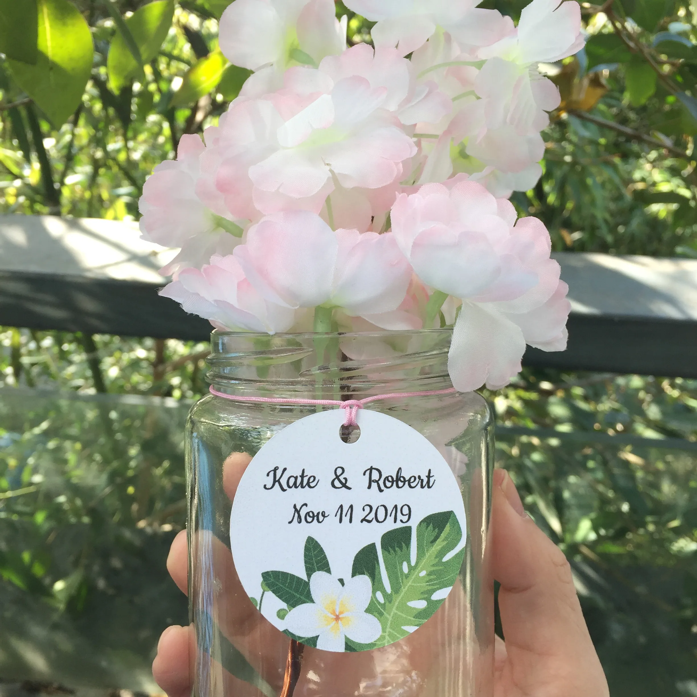 

100 pieces custom name and date round wedding tags personalized wedding labels