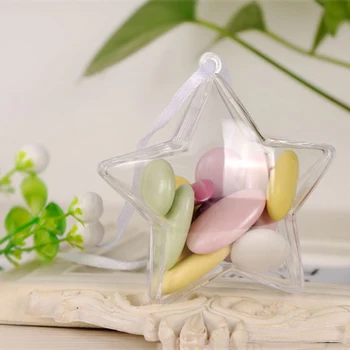 

10pcs Transparent Plastic Ball Box Immortal Flower Ps Plastic Hollow Ball Pentagonal Decor Candy Storage Box 103*103 * 47mm