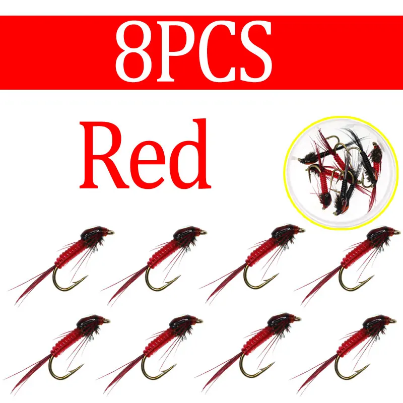 Lotto 6 Ninfe Flash Back Grey Reef Pal – Mosche Pesca A Mosca Trota Premium