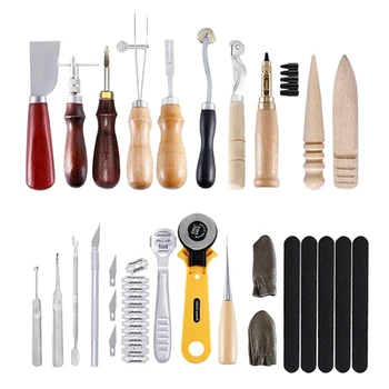 

Leather Carft Tools Kit 24 Pieces,Practical and Abundant,Be Careful of Sharp Edge