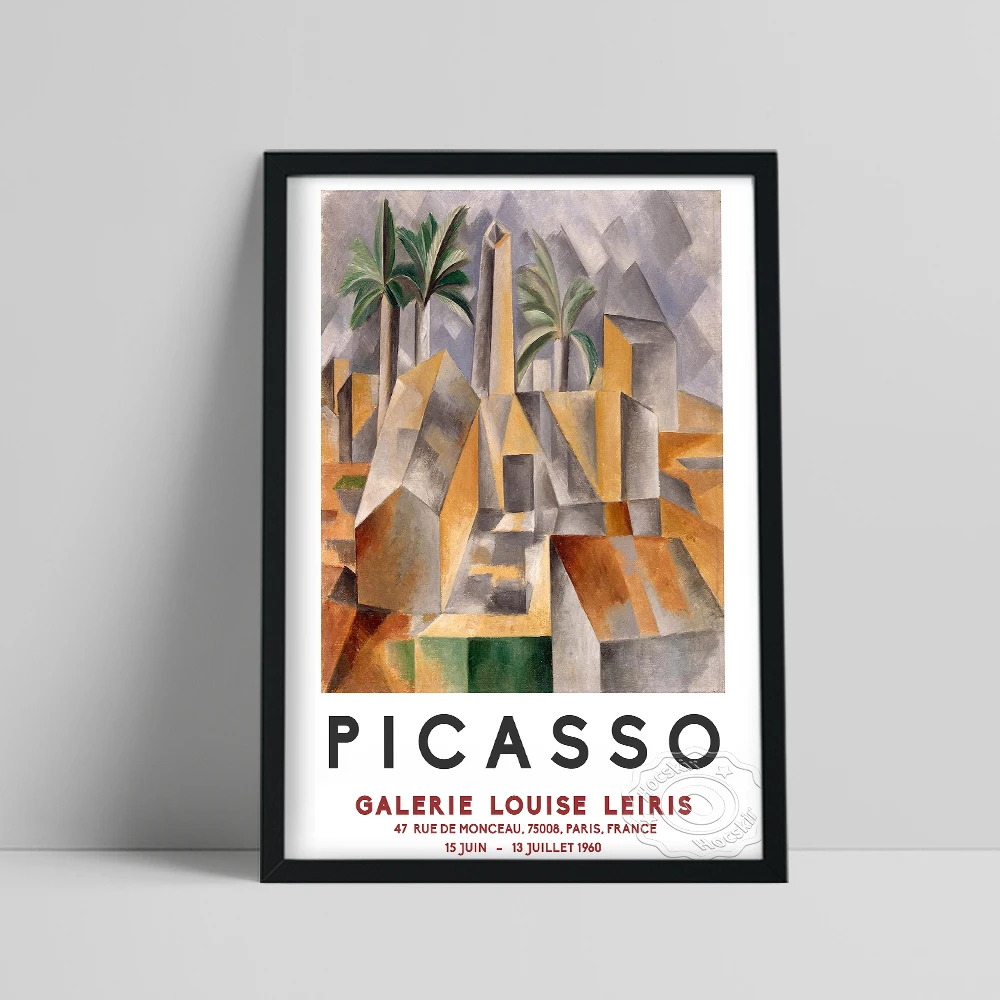 Pablo Picasso Exhibition Poster Brick Factory At Tortosa Prints Art Primitive Cubism Wall Scenery Palm Painting | Дом и сад