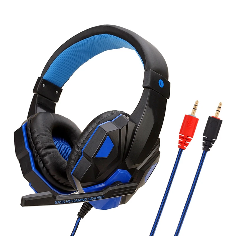 3 5mm Gaming Headsets Big Headphones Mic Stereo Earphones Deep Bass for PC Computer Gamer Laptop