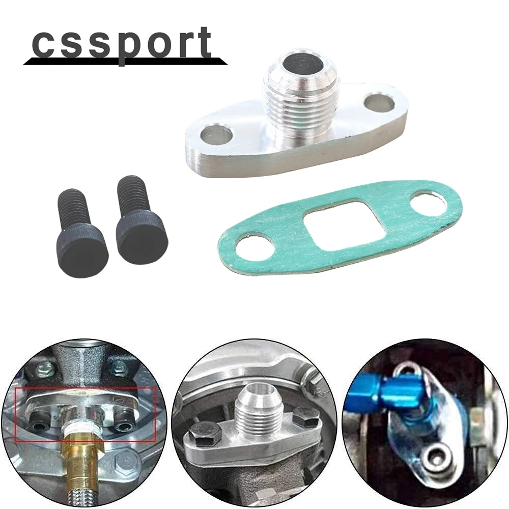 Kit Adattatore Guarnizione Flangia Scarico Olio Turbo Set 10An Garrett Gt28 Gt30 Gt35 T3 T4 Turbocompressore