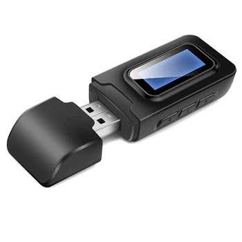 

USB Bluetooth 5.0 Audio Transmitter Receiver With LCD Display 2-in-1 Adapter For PC TV Wired Speaker Headphones Car
