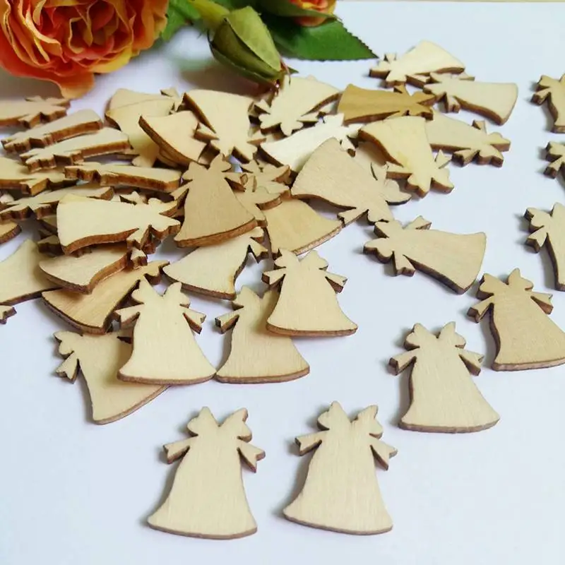 50pcs/Lot DIY Laser Cutting Christmas bells Folk Arts Crafts Blank Plaque Decoupage Home Decorations 16*21mm | Дом и сад
