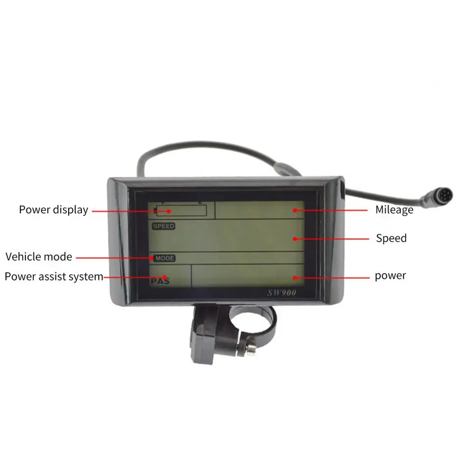 Display LCD KT-900S Per Bici Elettrica – Pannello Controllo 24V 36V 48V, Connettore SM