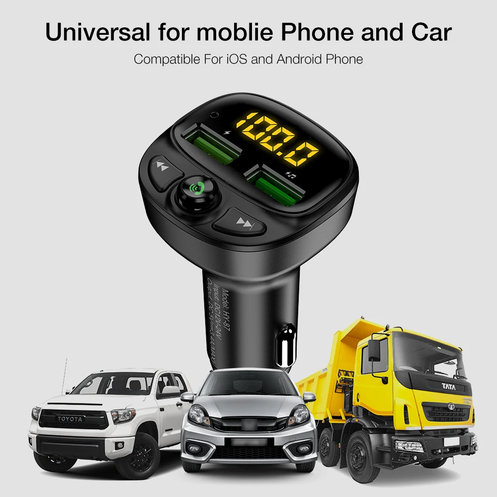 FLOVEME 2 USB Car Charger For Phone Wireless Bluetooth Fm Transmitter HandFree Fast Charging Charger MP3 TF Card Music Car Kit