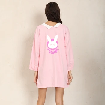 

Fashion OW DVA Rabbit D.VA Logo Shirt Dresses Tops Casual Autumn Sweatshirts Hip Hop Long Sleeve Streetwear Women Clothing