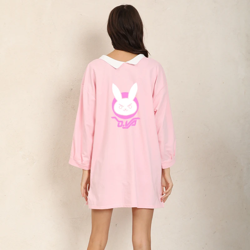 Женское платье рубашка с логотипом OW DVA Rabbit D.VA повседневный осенний свитшот в