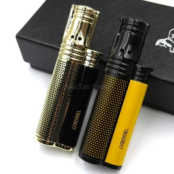 

LUBINSKI High Grade Torches Jet Flame Windproof Cigar Lighter With Cigar Punch Refillable Cigarette Lighters