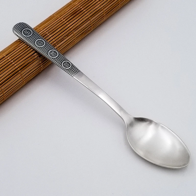 

Grain Fengdeng 999 Silver Spoon 55g Foot Silver Tuna Household Silver Tableware Edible Silver Rice Spoon Soup Spoon
