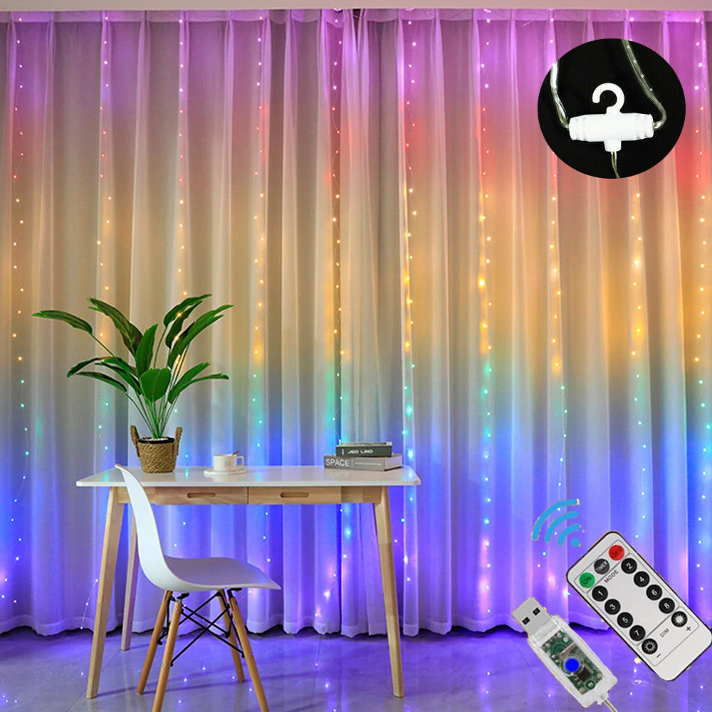 Rainbow Remote Flash LED String Curtain Garland Fairy Icicle Lights for  Christmas Party Wedding Home Garden Bedroom Decoration - AliExpress