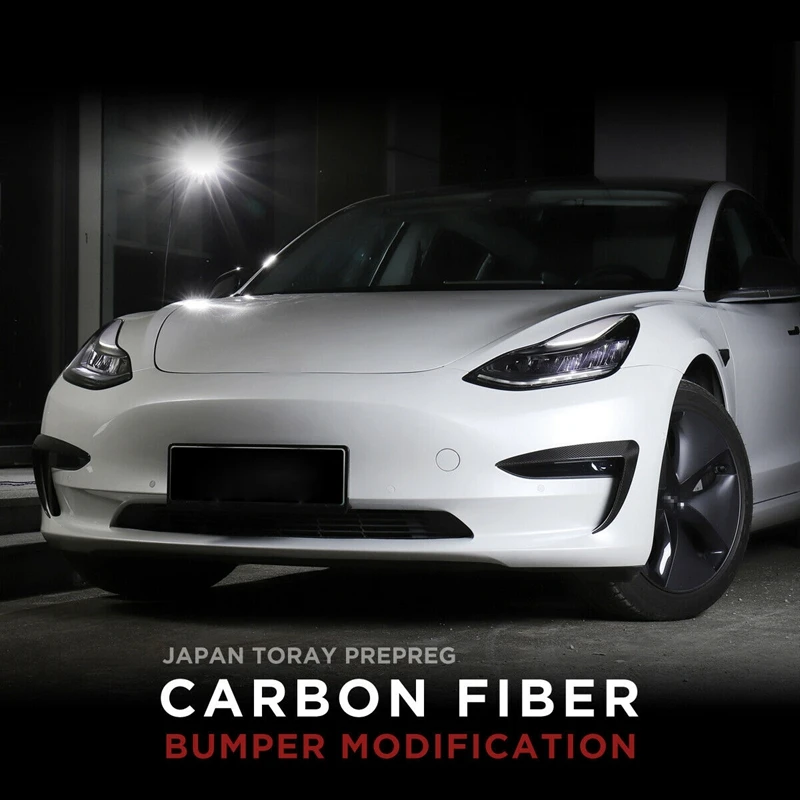 Автомобильный карбоновый бампер модификация для Tesla модель 3 Защита фар 2 шт