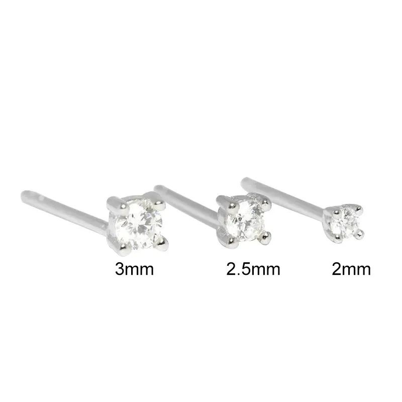 CANNER 2/2.5/3mm 1 Set Real 925 Sterling Silver Small Cute Stud Earrings For Women Piercing Earring Jewelry Pendientes Plata 925