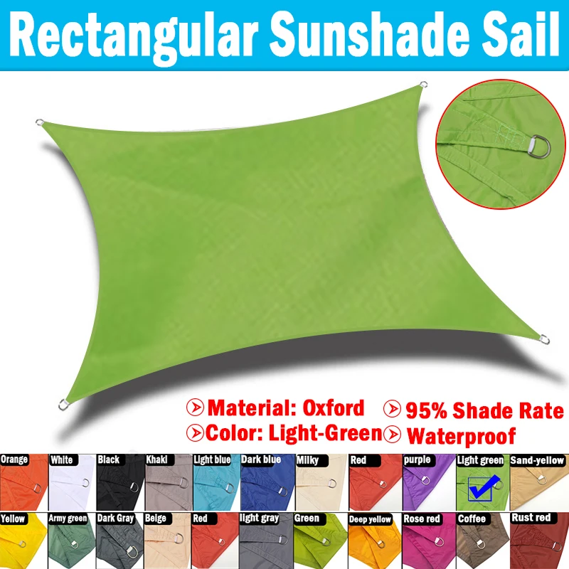 

Light-Green Waterproof SunShade Sail Anti-UV Garden Terrace Canopy Outdoor Camping Patio Shelter Tent Swimming Pool Awning Sails