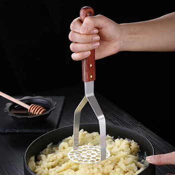 

Kitchen Gadget Potato Masher Stainless Steel Pusher Vegetable Food Ricer Pressed Mashing Tool Potatoes Crusher Press Mashers