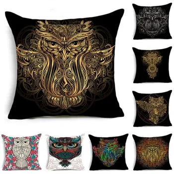 

1Pcs Owl Pattern Cushion Cover Polyester Throw Pillow Case Owl Birds Pillow Covers Car Sofa Bed Decorative Pillowcase Home Decor