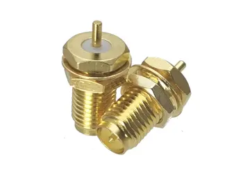 

10pcs connector RP*SMA female bulkhead PTFE solder cup deck mount straight