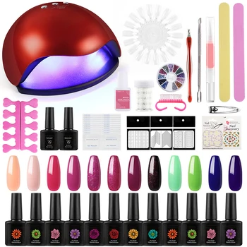 

Manicure Set 48W UV/LED Nail Dryer Curing Light Nail Stickers Nail Polish Top And Base Coat Set for Nail Art Manicure Tools