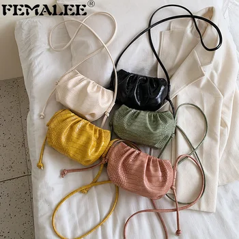 

Stone Pattern Fashion 2020 Trendy Cloud Retro Handbag Lady Clutch Alligator Solid Shoulder Bag Female New Dumpling Messenger Sac