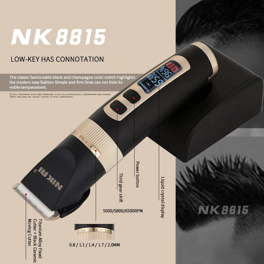 Professional Hair Trimmer Rechargeable Men Grooming Clipper LED Speed/Power Display Haircut Machine 110-240V EU Plug