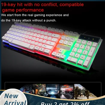 

Gaming Keyboard and Mouse Set T6 Rainbow Backlight Usb Ergonomic Gaming Keyboard Set for PC Laptop mechanical keyboard