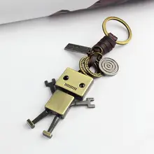 Креативный крутой мультфильм милый рюкзак для роботов Ретро ткачество кожа слинг кулон-брелок для автомобиля брелок
