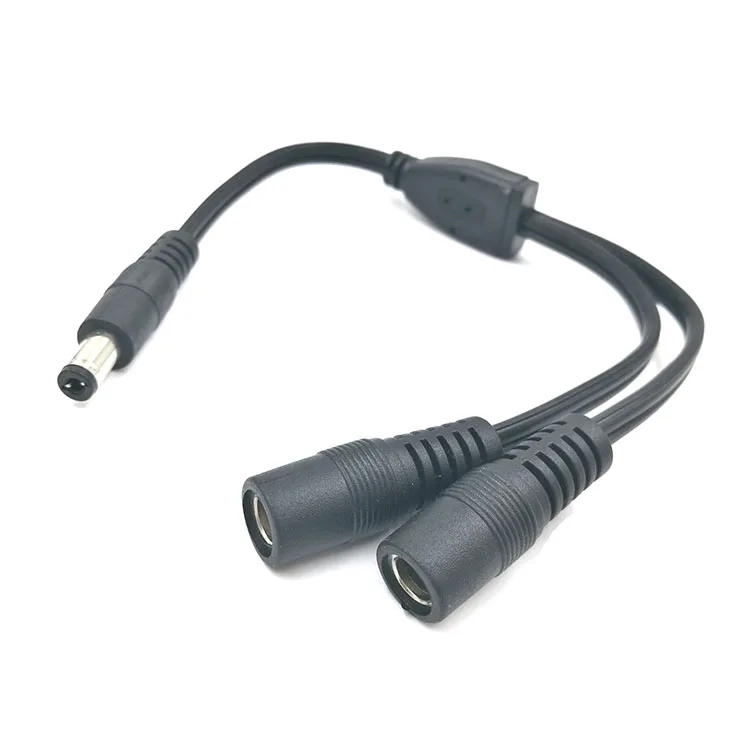 

12V DC Power Splitter Cable 1 Male to 2 Female Connectors 25cm 18AWG Cord for CCTV Security Camera 2.1mmx5.5mm
