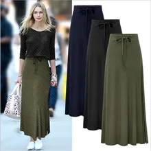 Весенняя и Осенняя женская одежда больших размеров, повседневные трикотажные хлопковые плиссированные юбки с эластичной резинкой на талии X031