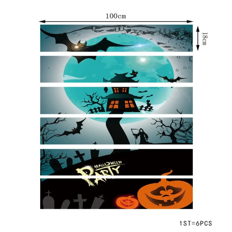 Halloween Decoration Sticker Accessories 3D Simulation Stair Stickers Waterproof Bat Ghost Pattern Wall Stickers Window Film