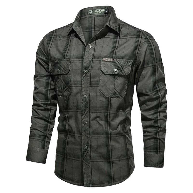 New 2020 100% Cotton Men Plaid Shirt Casual Oversized Stand Collar Autumn Shirts for Men Fashion Button Pocket Men's Shirts New 2020 100% Cotton Men Plaid Shirt Casual Oversized Stand Collar Autumn Shirts for Men Fashion Button Pocket Men's Shirts