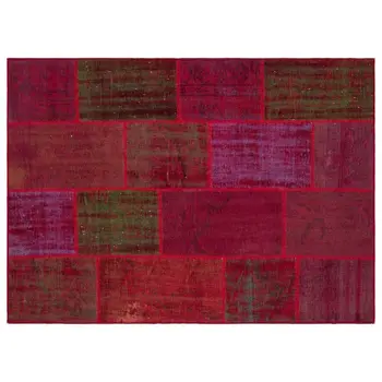 

Handmade Red Vintage Overdyed Patchwork Area Rug 160x230 Cm-5'3''X7'7''