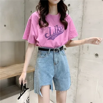 

Ailegogo New Women Shorts Summer High Waist Denim Shorts Jeans New Female Lace Up Vintage Slim Denim Shorts With Belt