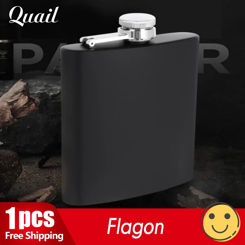 

Quail matte black lacquer 6 oz portable outdoor stainless steel hip flask portable flask flask wine utensils flagon