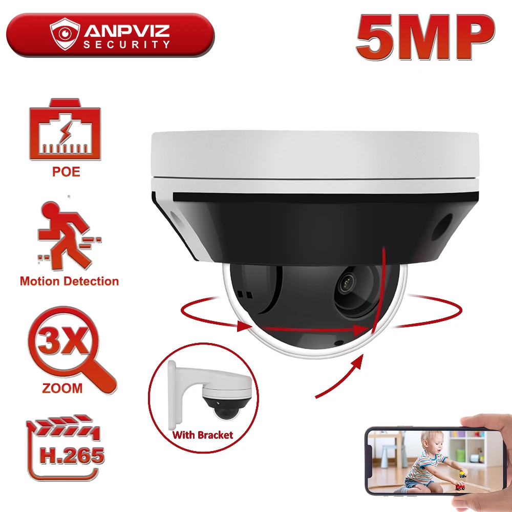 IP-камера видеонаблюдения Anpviz 5 МП 3-кратный зум 2 8-8 мм | Безопасность и защита